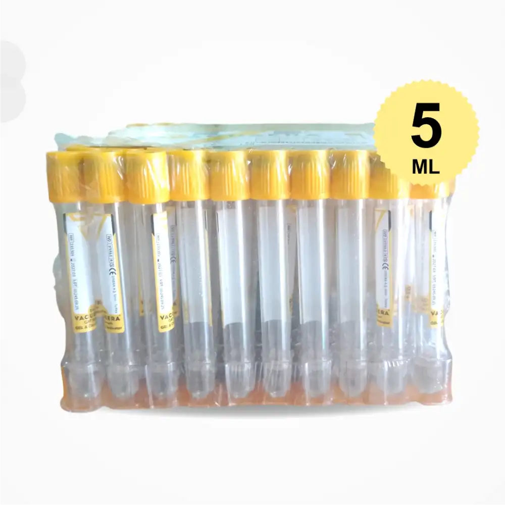 Vacusera Vakumlu Jelli Boş Tüp 5 ML (Sarı Kapak) 100lü Paket