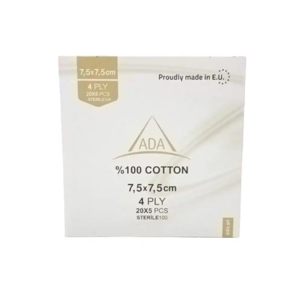 Ada Steril Gaz Kompres 4 Kat 7,5cm x 7,5cm (5li Zarf) - 100lü Kutu