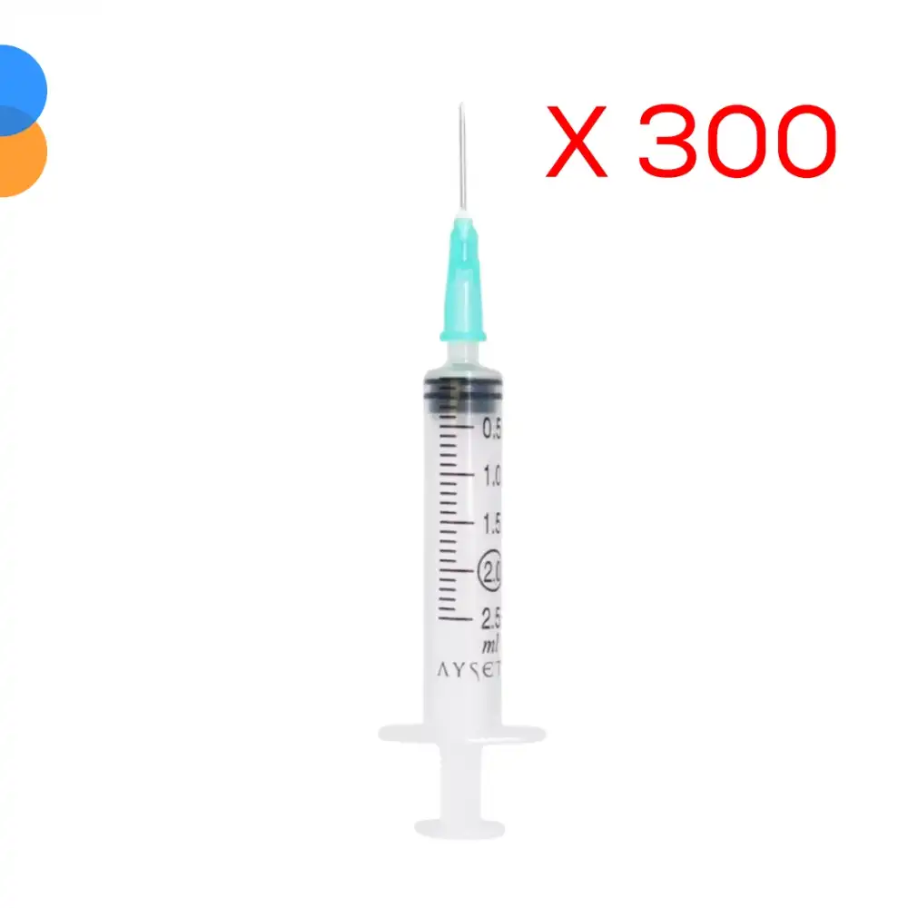 Ayset 2CC 3 Parça (Contalı) Kısa (21Gx16mm) Yeşil Uçlu Enjektör 300lü Paket