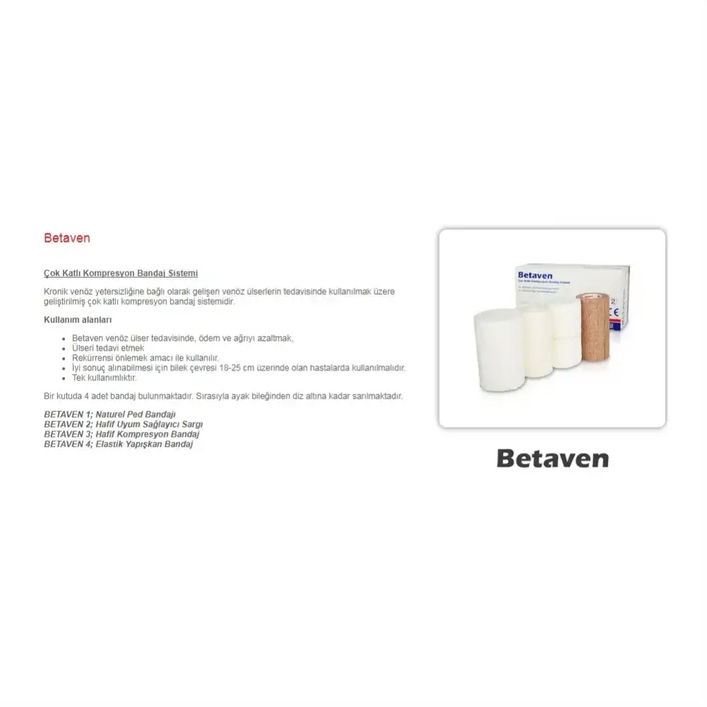 Betaven Dörtlü Çok Katlı Kompresyon Bandaj Sistemi - 2 Paket