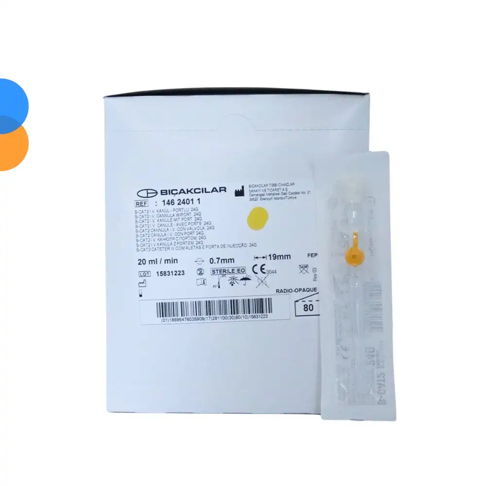 Bıçakcılar Branül (İntraket) Sarı (24G) 80li Kutu