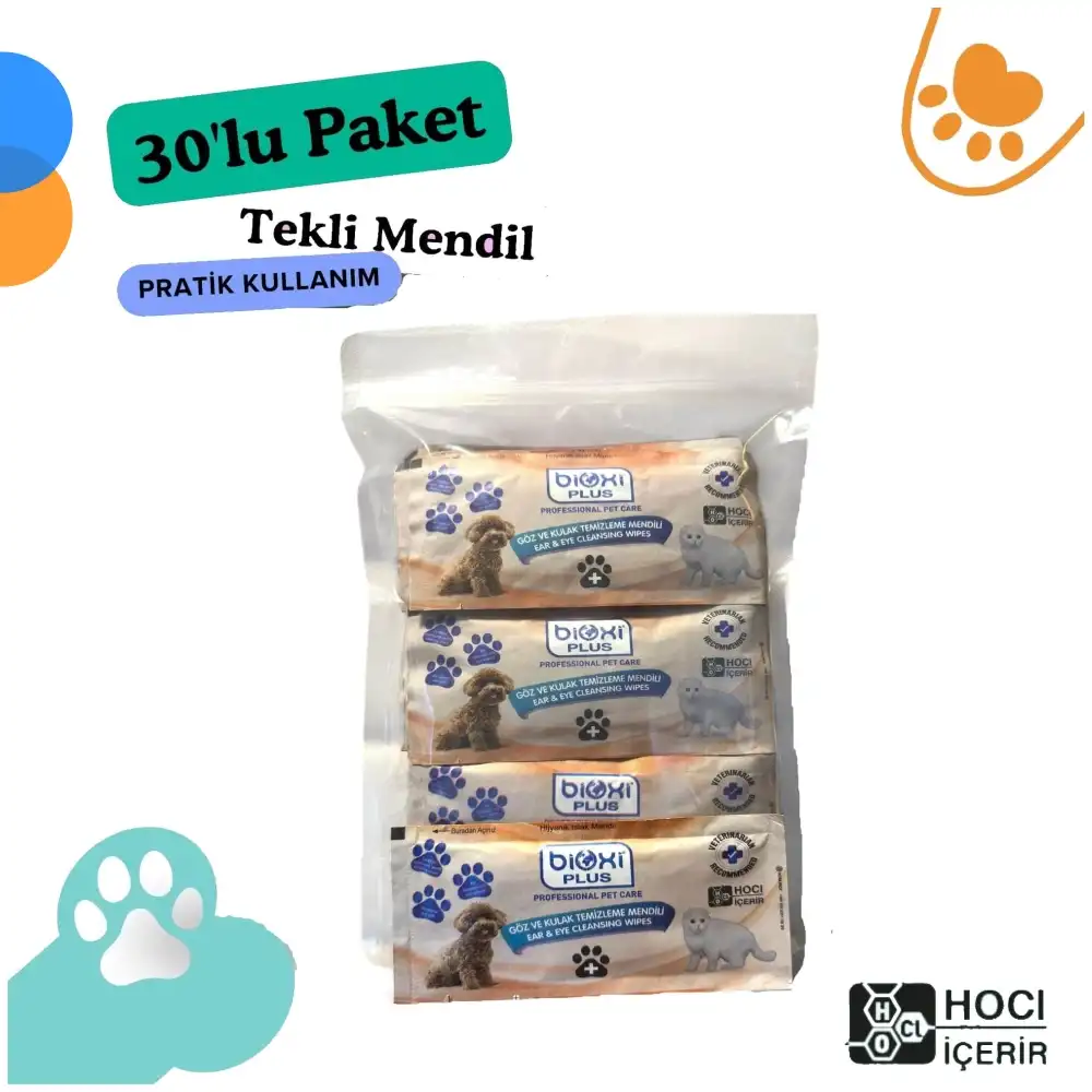 Bioxi Animal Health Kedi Köpek Çok Amaçlı 30’lu Temizleme Mendili