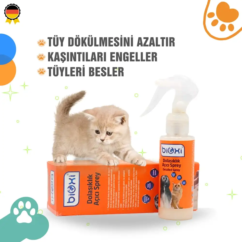 Bioxi Dolaşıklık Açıcı Sprey 100 ML | Kedi ve Köpek Tüy Bakım Ürünü
