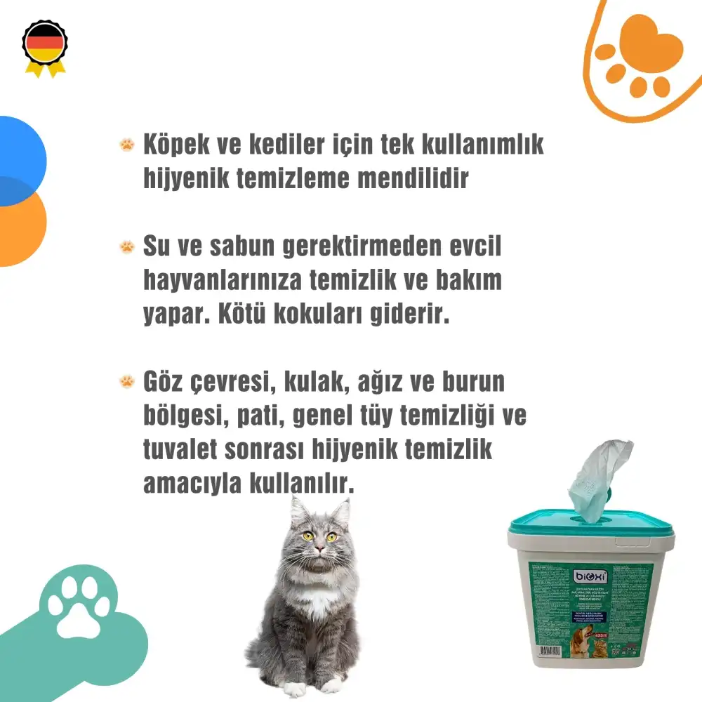 Bioxi Evcil Hayvanlar İçin Hijyenik ve Çok Amaçlı Temizleme Kova Mendil