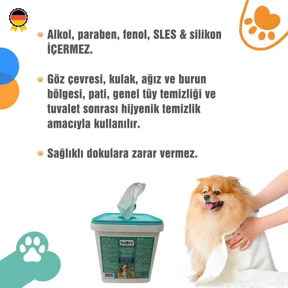 Bioxi Evcil Hayvanlar İçin Hijyenik ve Çok Amaçlı Temizleme Kova Mendil
