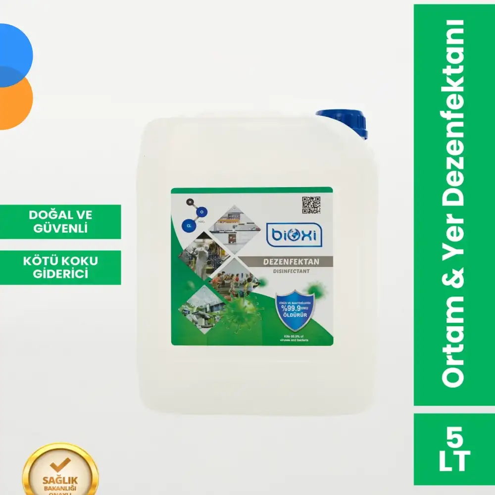 Bioxi Ortam & Yer Dezenfektanı 5 LT | Alkolsüz ve Güçlü Hipokloröz Asit