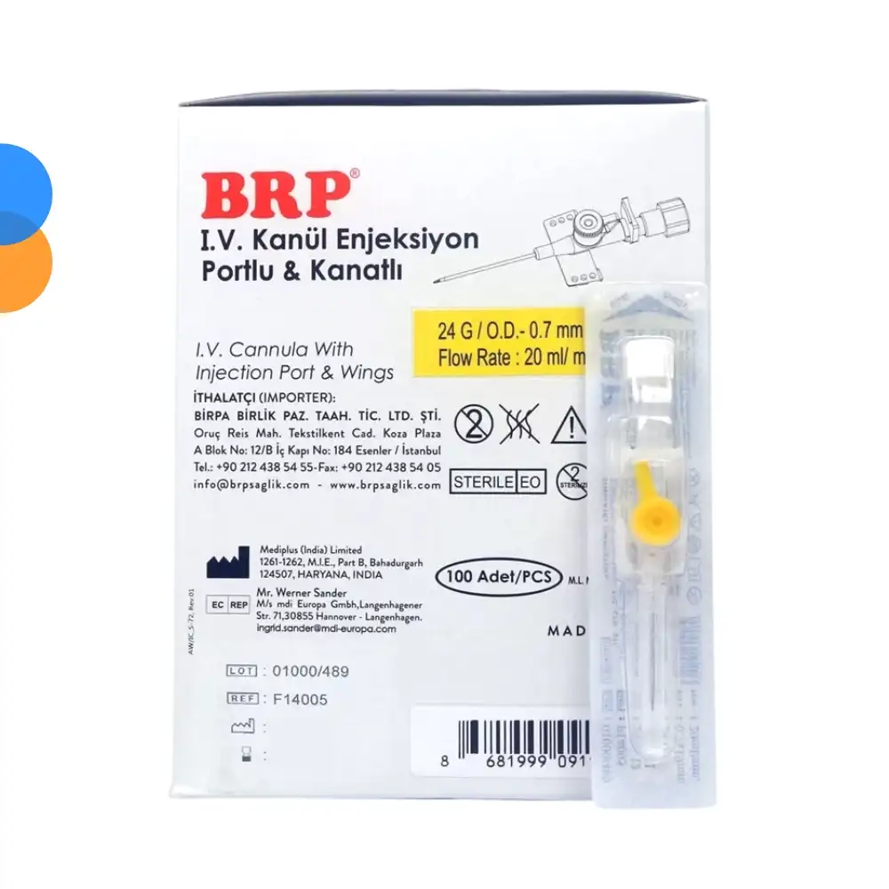 BRP Branül (İntraket) Sarı 24G - 100 lü Kutu