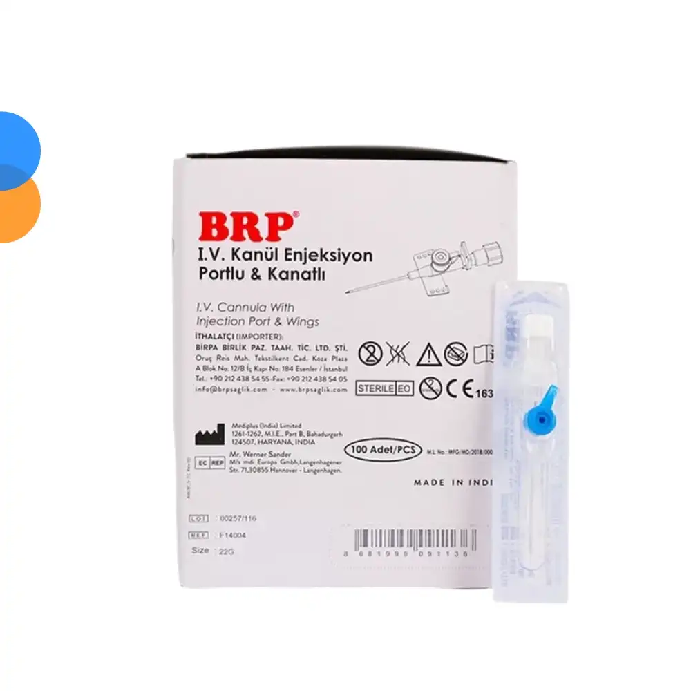 BRP Branül (İntraket) Mavi 22G - 100 lü Kutu