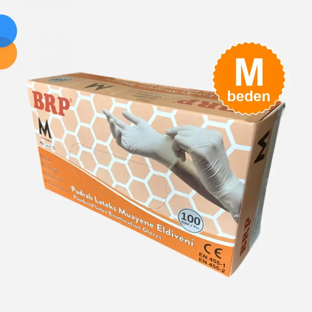 BRP Lateks Pudralı Eldiven Medium (M) 100lü Kutu
