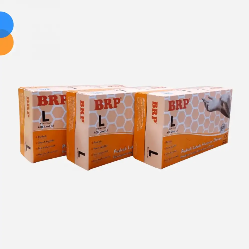 BRP Pudralı Lateks Muayene Eldiven Small (S) 100lü Kutu X 20 Kutu - 1 Koli