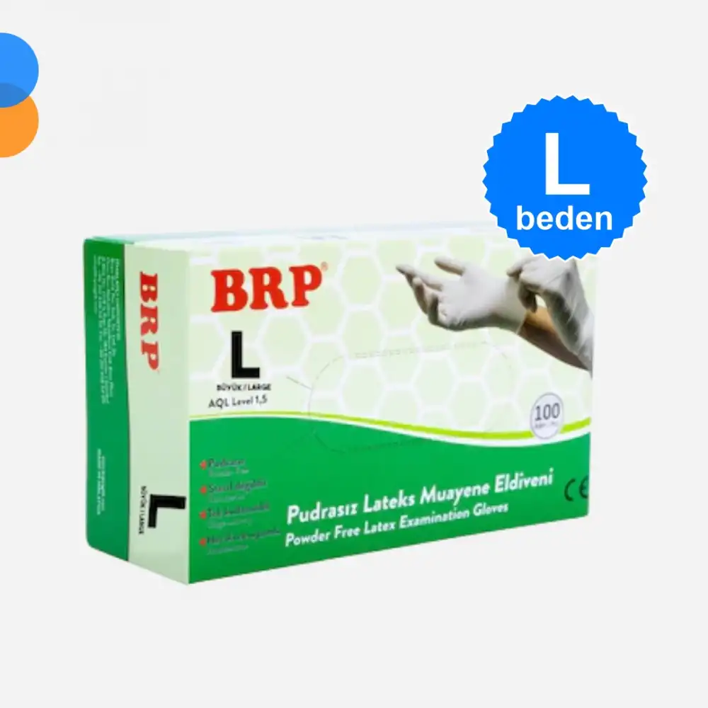 BRP Pudrasız Lateks Muayene Eldiven Large (L) 100lü Kutu