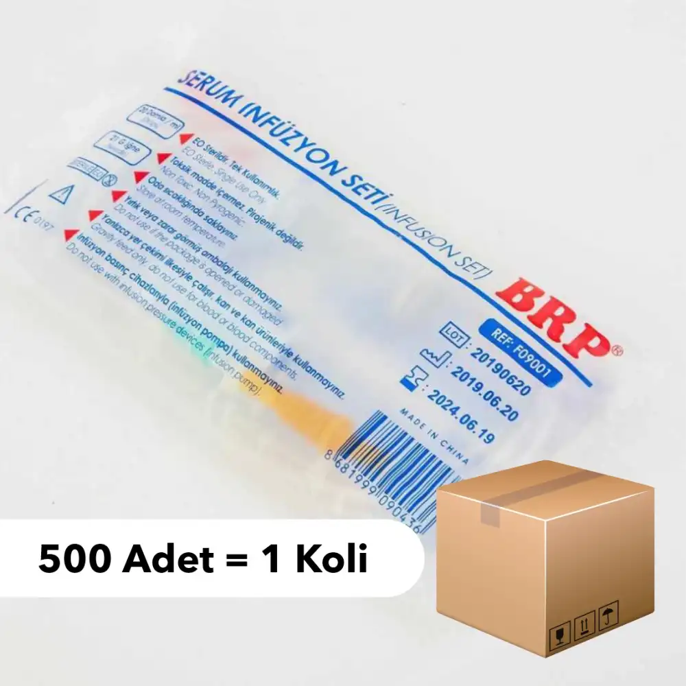 BRP İnfüzyon Seti (Serum Seti) Kilitli Yeşil Uçlu 500lü Koli