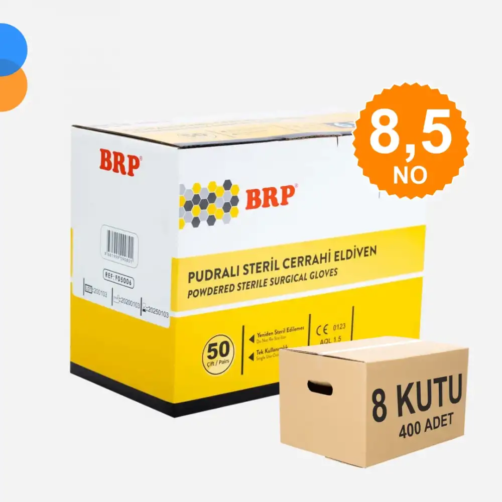 BRP Steril Eldiven Pudralı No: 8,5 - 1 Koli - 400 Adet