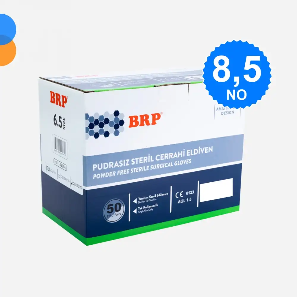 BRP Steril Eldiven Pudrasız No: 8,5 - 1 Koli - 400 Adet