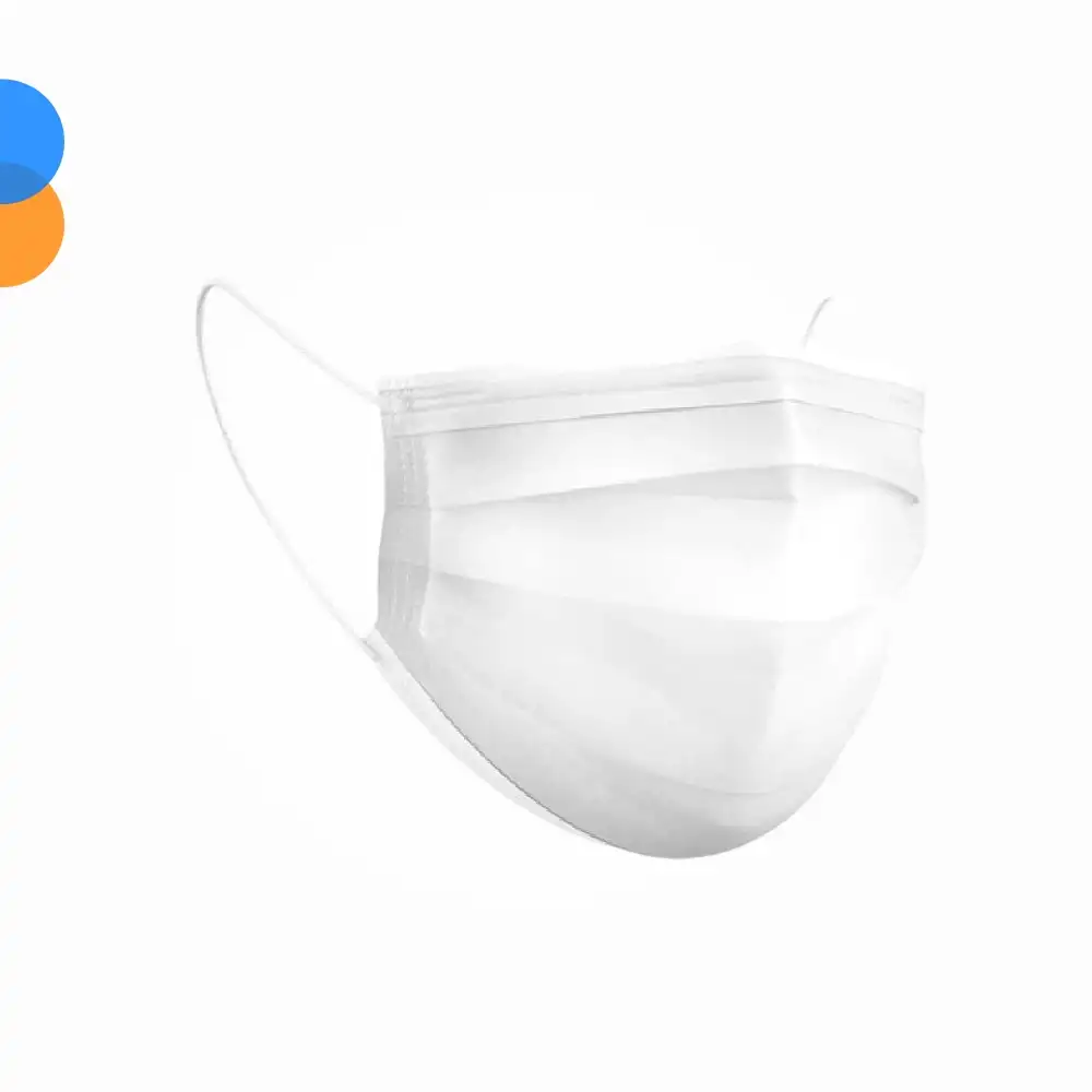 Medikal Tek Kullanımlık Maske 3 Katlı Telli Meltblown Filtreli 50li Kutu x 60 Kutu - 1 Koli - Beyaz