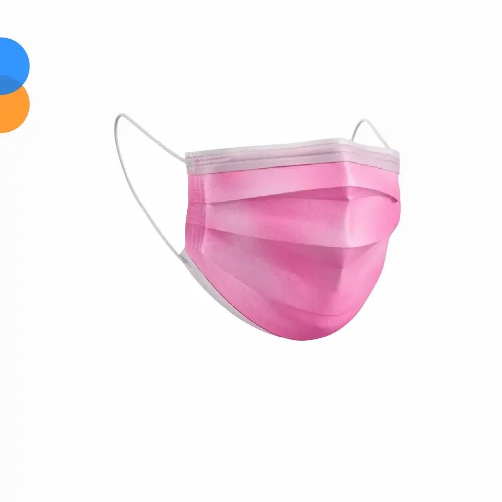 Medikal Tek Kullanımlık Maske 3 Katlı Telli Meltblown Filtreli 50li Kutu - Pembe