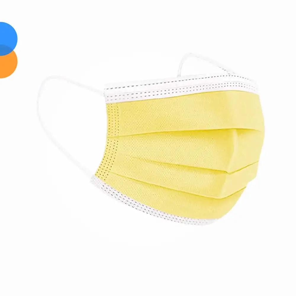 Medikal Tek Kullanımlık Maske 3 Katlı Telli Meltblown Filtreli 50li Kutu - Sarı