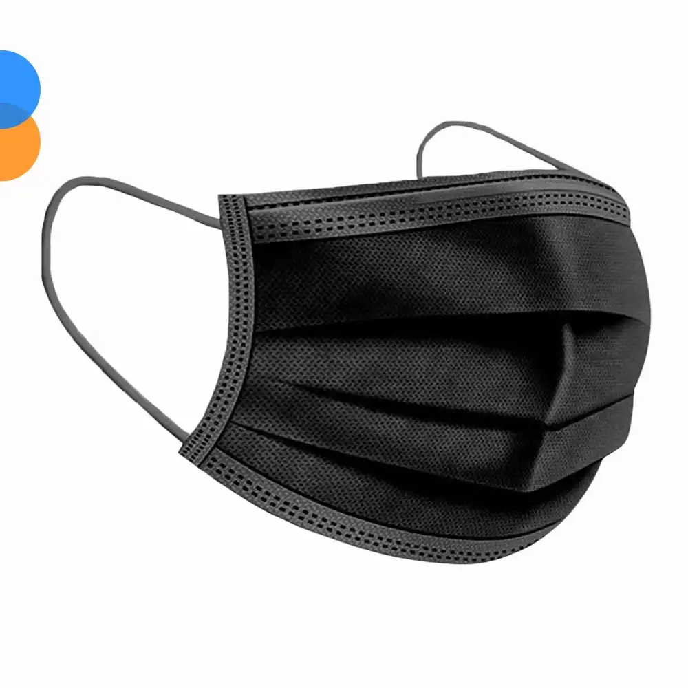 Medikal Tek Kullanımlık Maske 3 Katlı Telli Meltblown Filtreli 50li Kutu x 60 Kutu - 1 Koli - Siyah