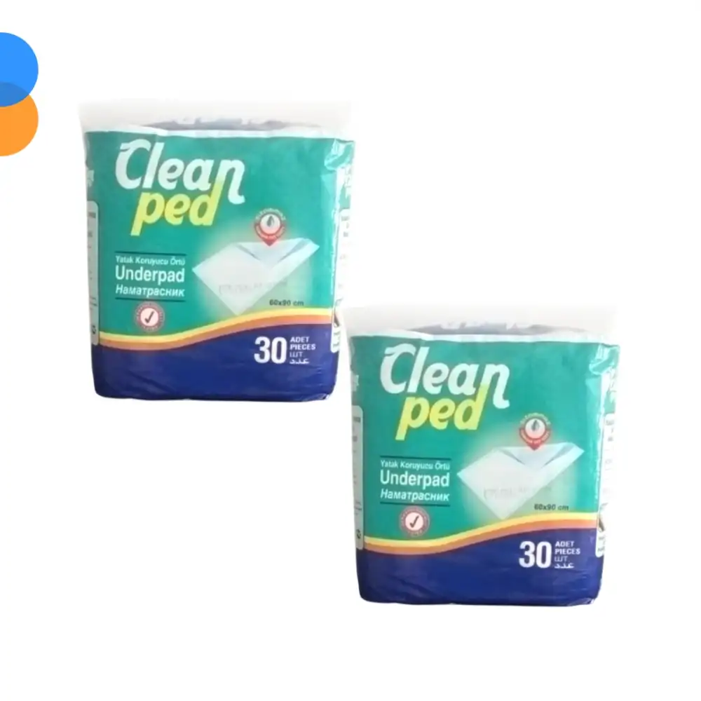 Clean Ped Yatak Koruyucu 60cm x 90cm - 30lu Paket - 2 Paket