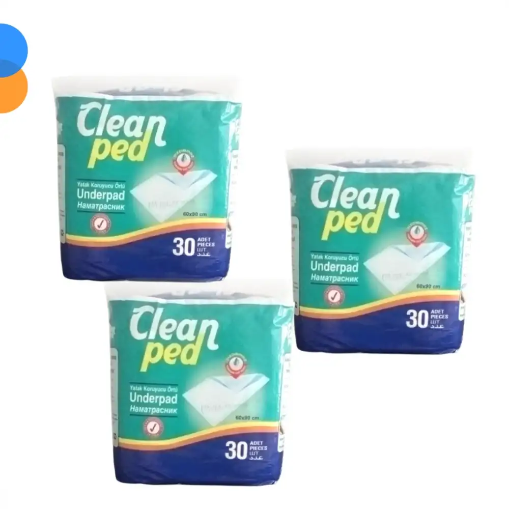 Clean Ped Yatak Koruyucu 60cm x 90cm - 30lu Paket - 3 Paket