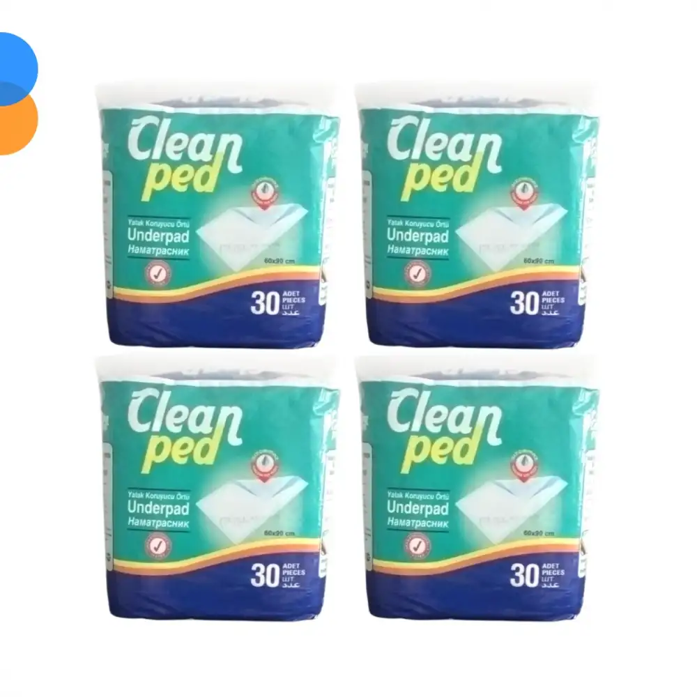 Clean Ped Yatak Koruyucu 60cm x 90cm - 30lu Paket - 4 Paket