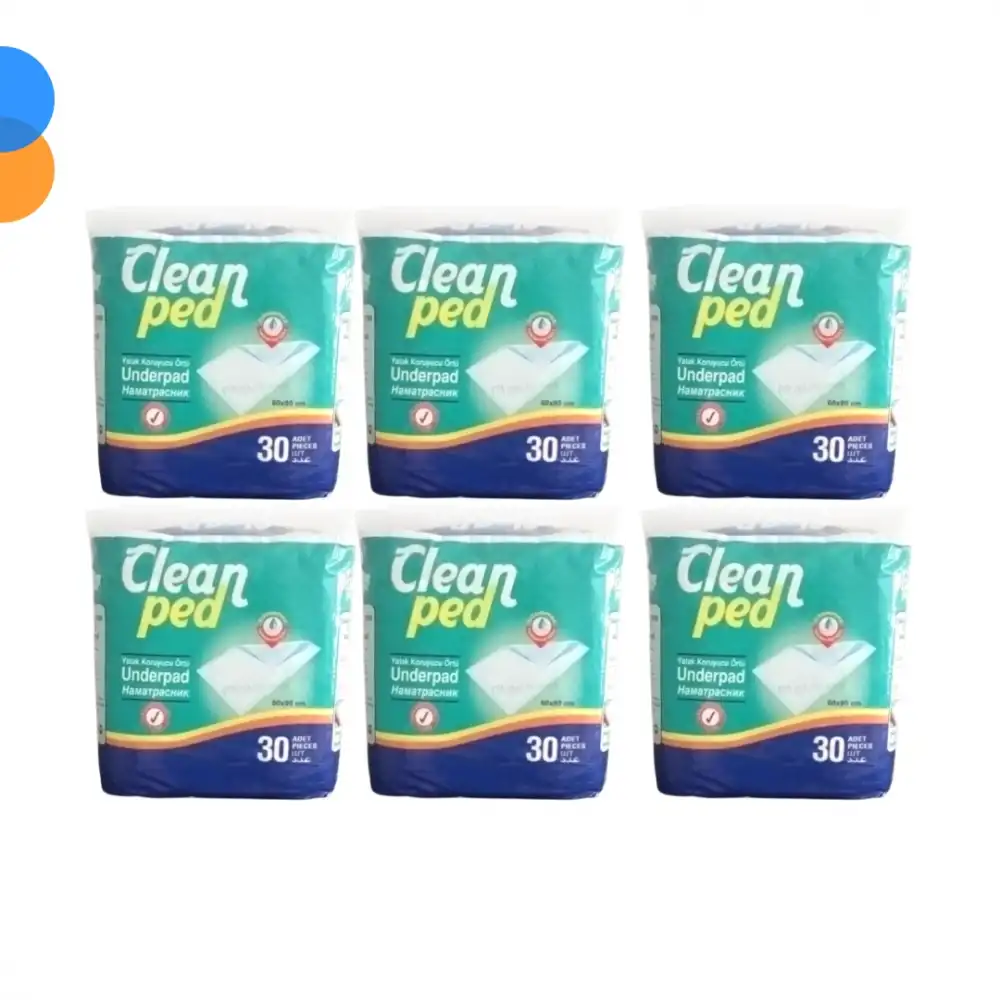 Clean Ped Yatak Koruyucu 60cm x 90cm - 30lu Paket - 6 Paket