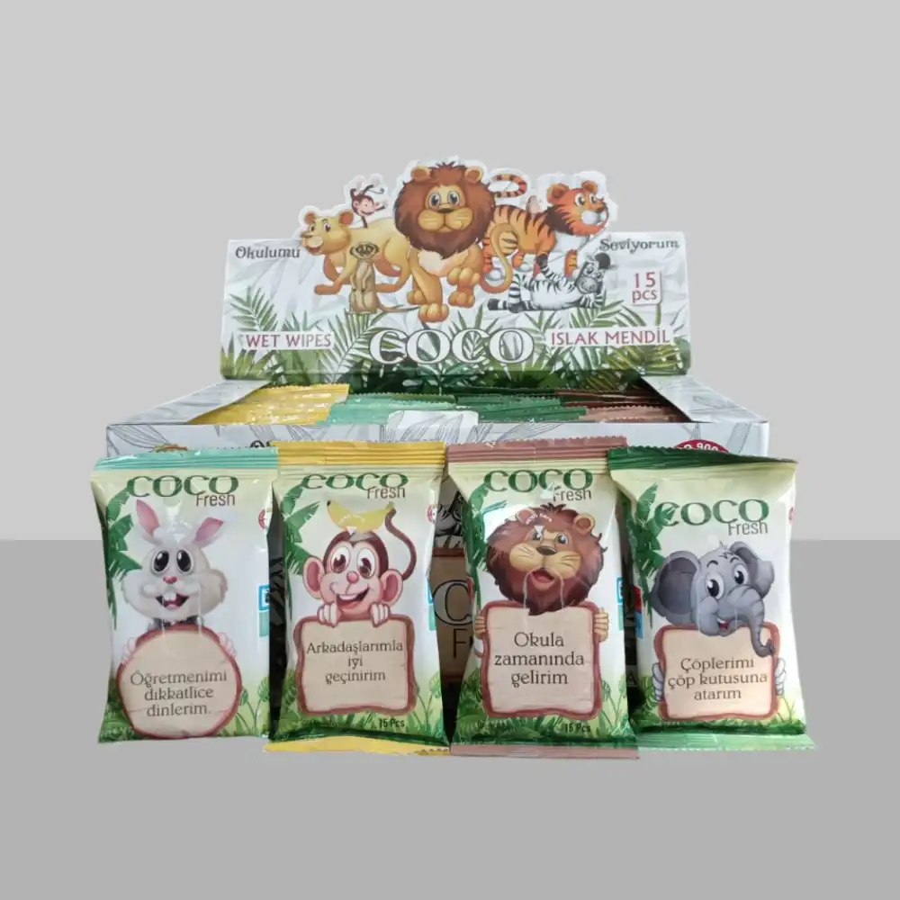 Coco Fresh Cep Islak Mendil (15li Paket) 36lı Kutu - Safrai Hayvanlar