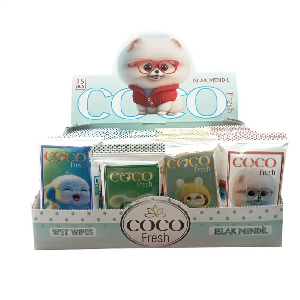 Coco Fresh Cep Islak Mendil (15li Paket) 36lı Kutu - Sevimli Hayvanlar