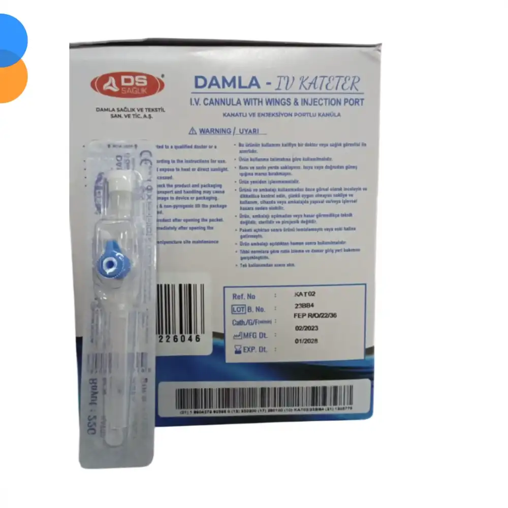 Damla Sağlık Branül (İntraket) Mavi 22G 100 lü Kutu