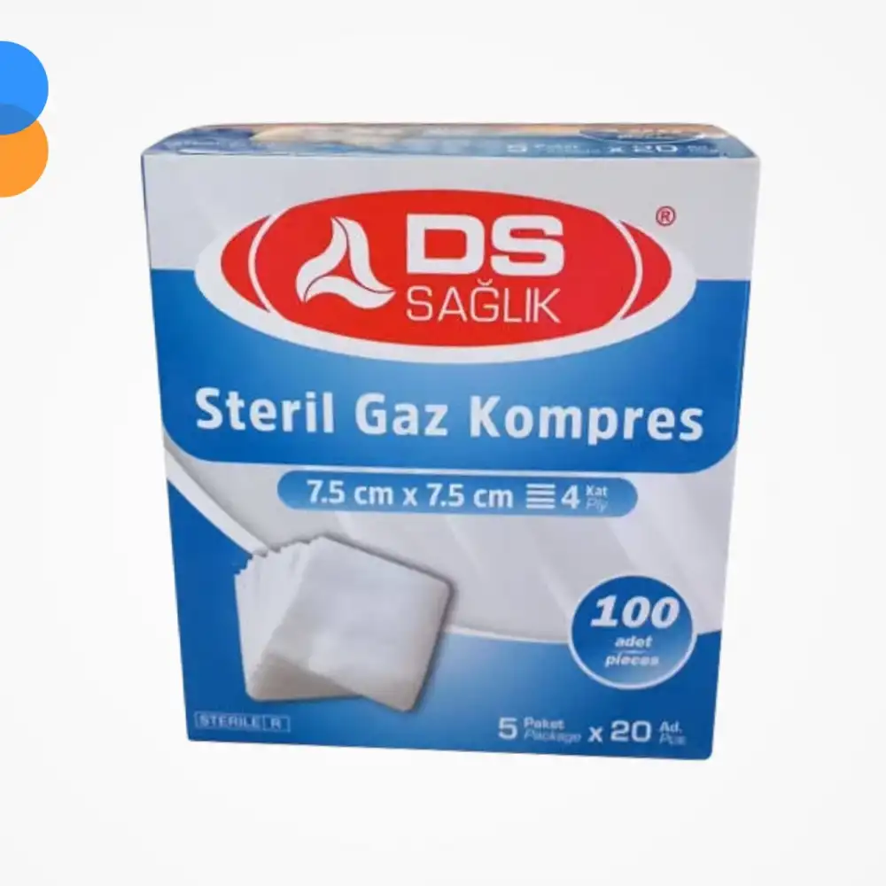Damla Sağlık Steril Gaz Kompres 4 Kat 7,5cm x 7,5cm 100lü Kutu