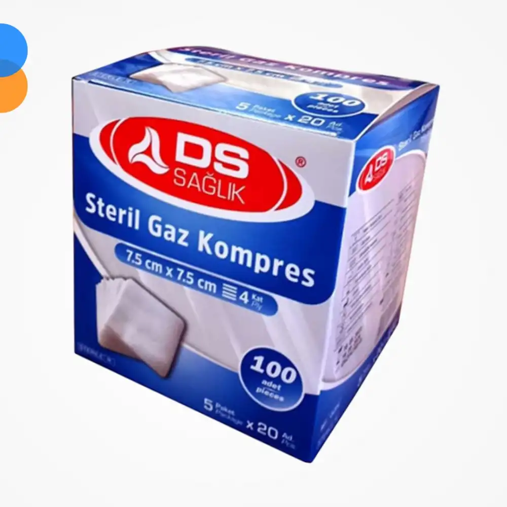 Damla Sağlık Steril Gaz Kompres 4 Kat 7,5cm x 7,5cm 100lü Kutu