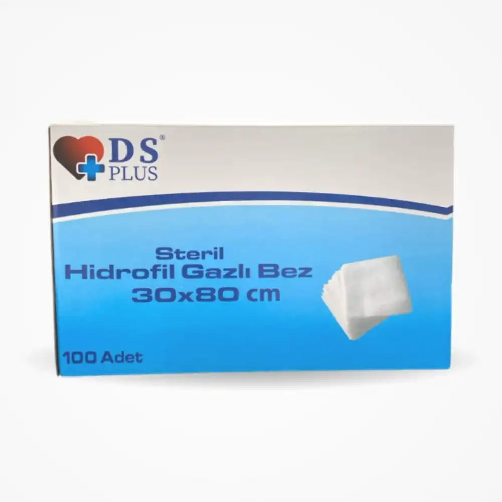 Damla Sağlık Steril Hidrofil Gazlı Bez 30x80 (2Parça) - 100lü Kutu