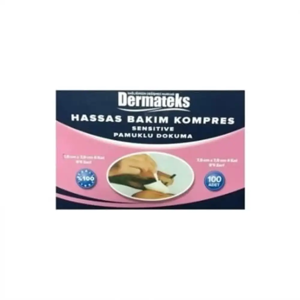 Dermateks 7,5cmx7,5cm 5li Zarf Kompres Hassas Dokuma  100lü Kutu