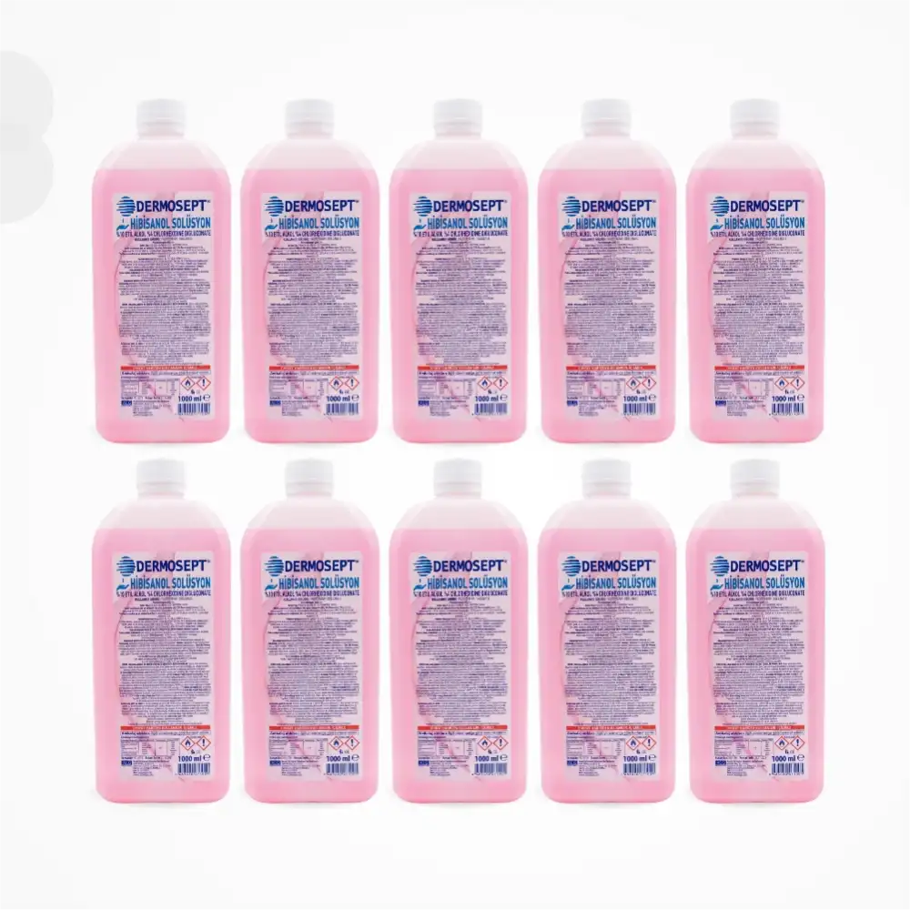 Dermosept Hibisanol Solüsyon Klorheksidin (CHLORHEXİDİNE %4) ( Alkol Bazlı (10%) 1 LT - 10 Adet