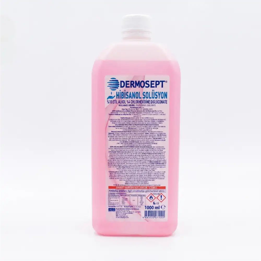 Dermosept Hibisanol Solüsyon Klorheksidin (CHLORHEXİDİNE %4) ( Alkol Bazlı (10%) 1 LT - 10 Adet