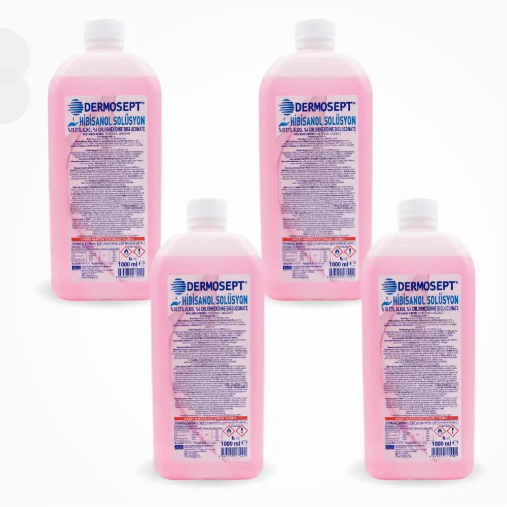 Dermosept Hibisanol Solüsyon Klorheksidin (CHLORHEXİDİNE %4) ( Alkol Bazlı (10%) 1 LT - 4 Adet