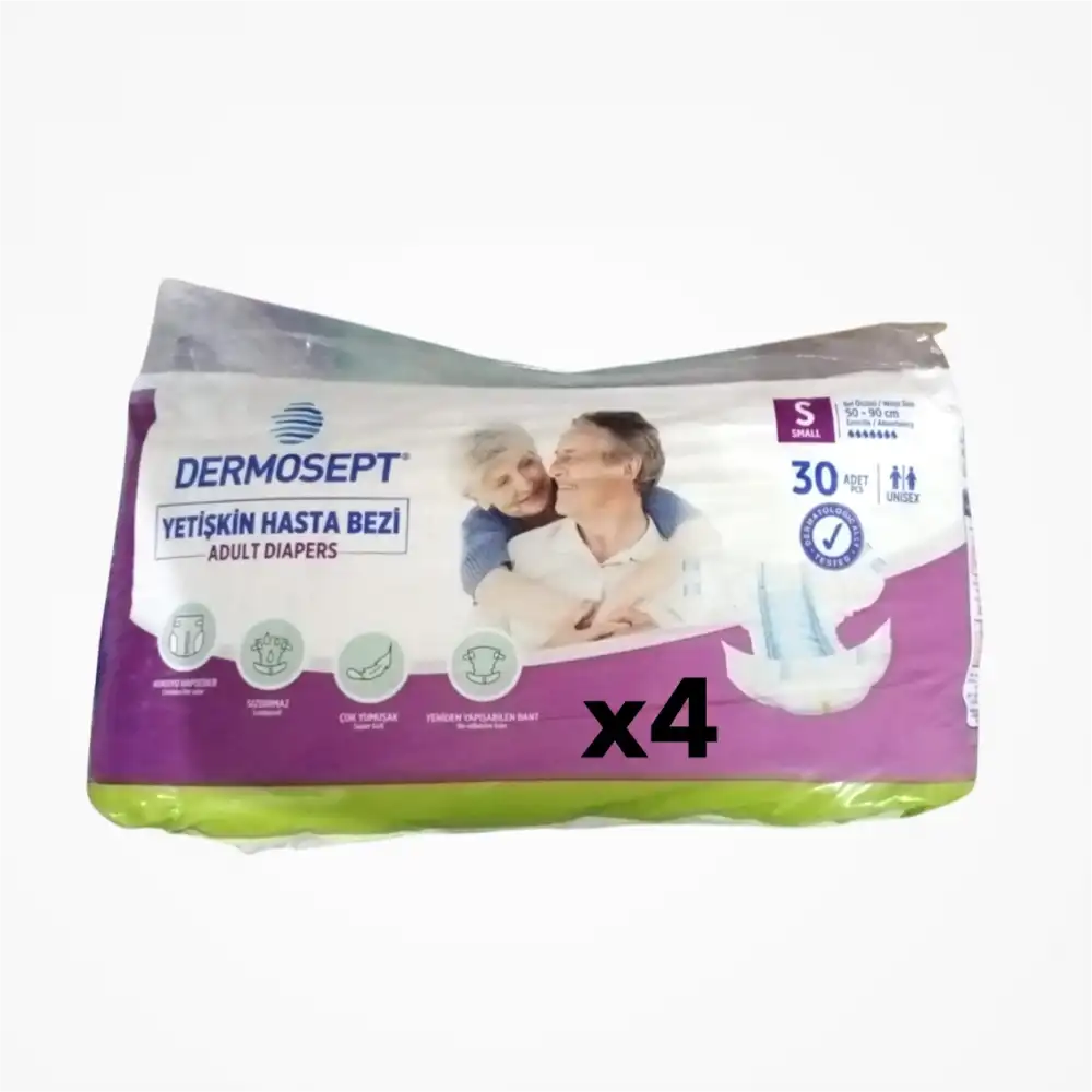 Dermosept Yetişkin Bel Bantlı Hasta Bezi (S) Small | 120 Adet (30lu 4 Paket)