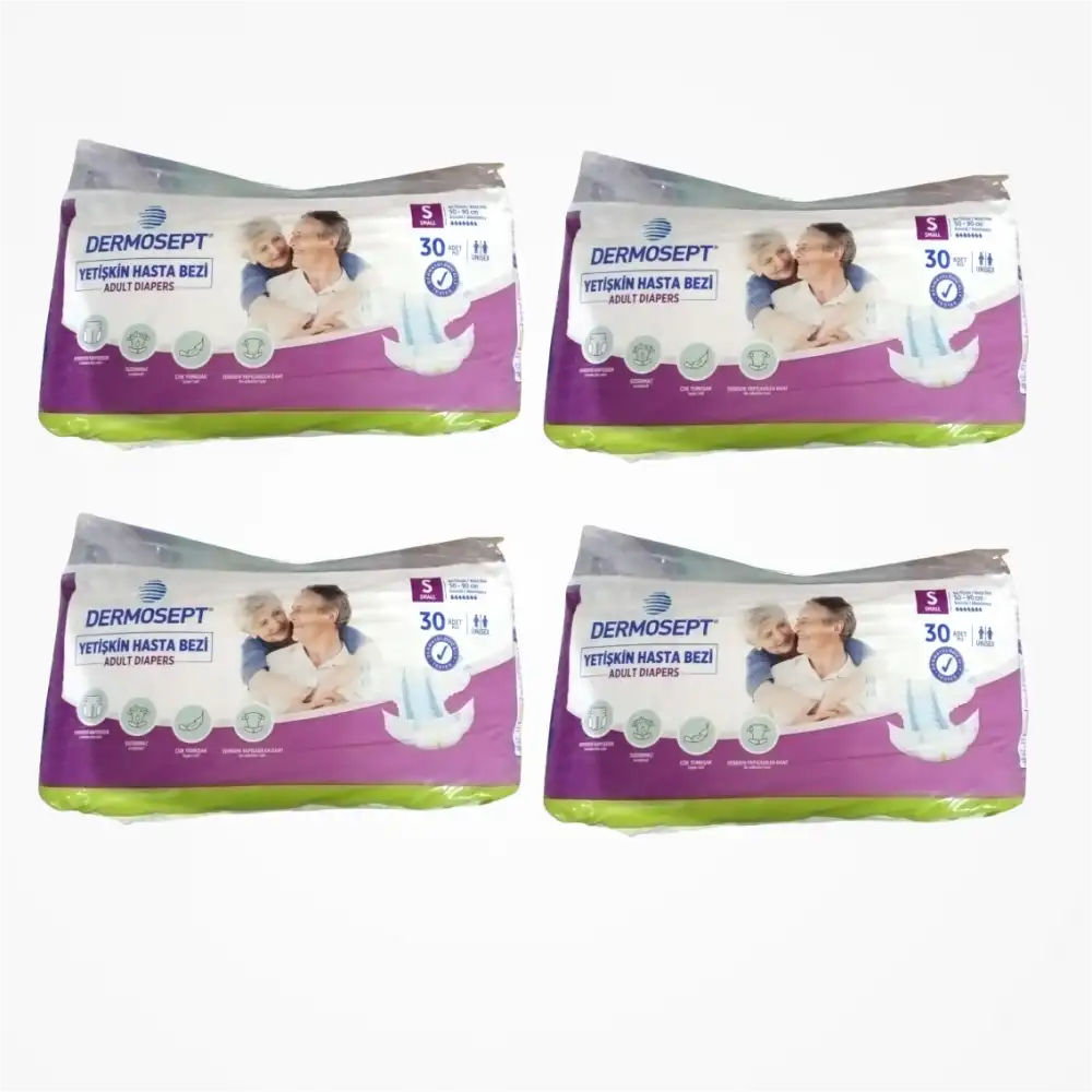 Dermosept Yetişkin Bel Bantlı Hasta Bezi (S) Small | 120 Adet (30lu 4 Paket)