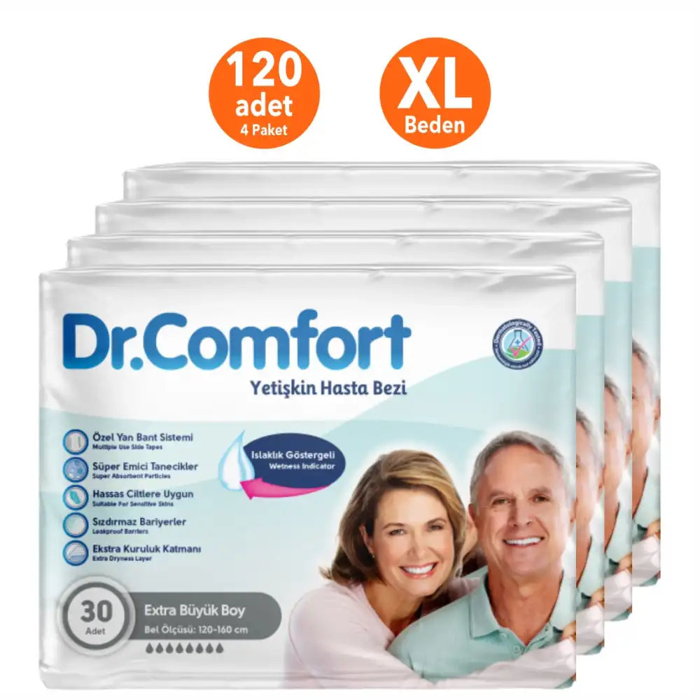 Dr.Comfort Yetişkin Bel Bağlamalı Hasta Bezi Ekstra Large XL - 120 Adet
