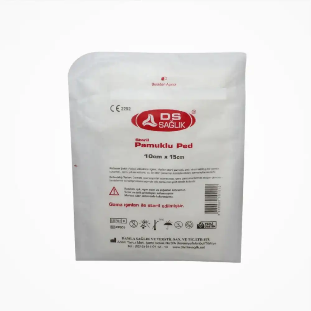 DS Damla Sağlık Steril Pamuklu Ped 10cm x 15cm - 10 Adet