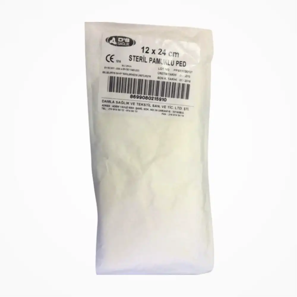 DS Damla Sağlık Steril Pamuklu Ped 12cm x 24cm - 1 Adet
