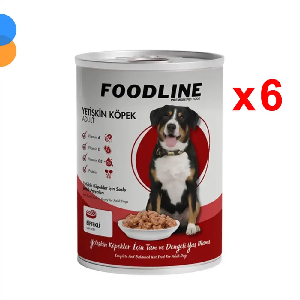 Foodline Biftekli Yetişkin Köpek Konservesi 400 Gr x 6 Adet