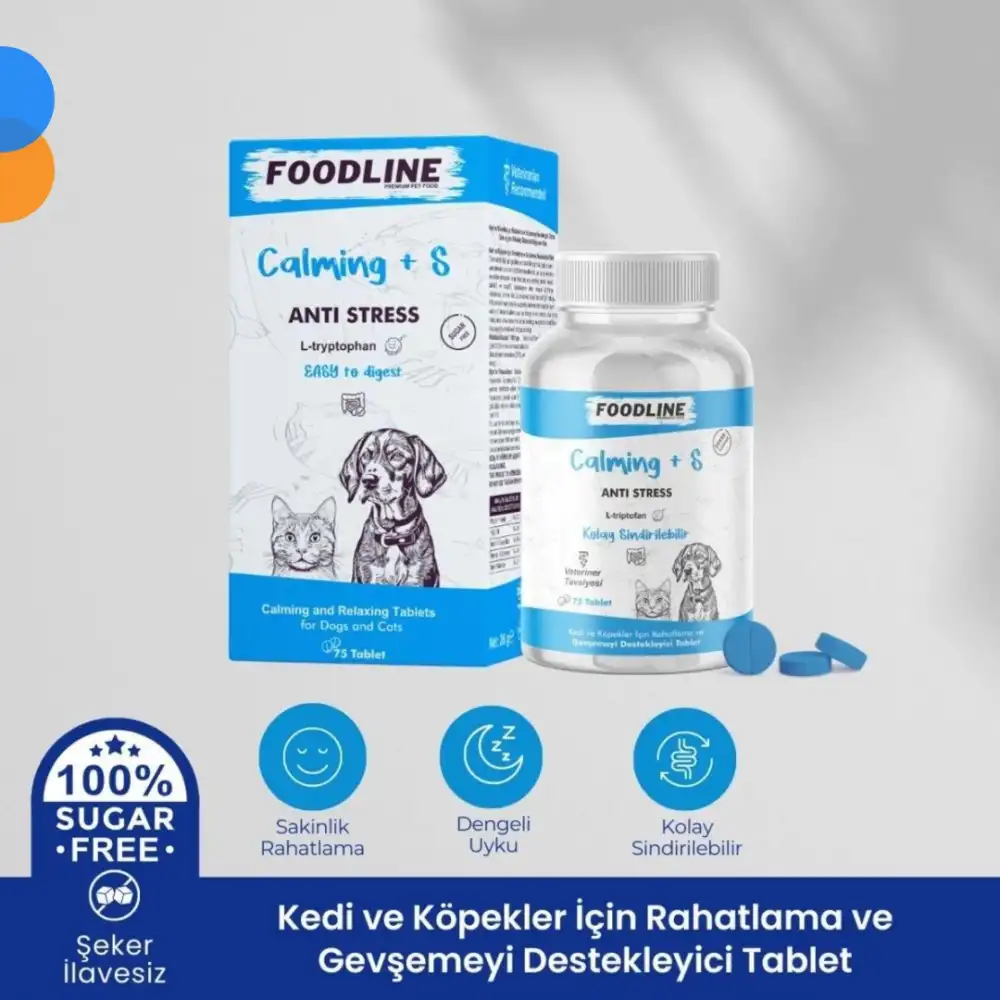 Foodline Calming +S 75 Tablet | Kedi ve Köpekler için Rahatlama ve Gevşemeyi Destekleyici