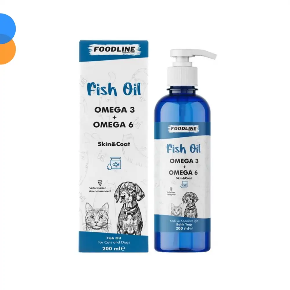 Foodline Fish Oil 200 ml | Omega 3&6 İçerikli Balık Yağı | Kedi ve Köpekler İçin Tüy ve Genel Sağlık Destekleyici