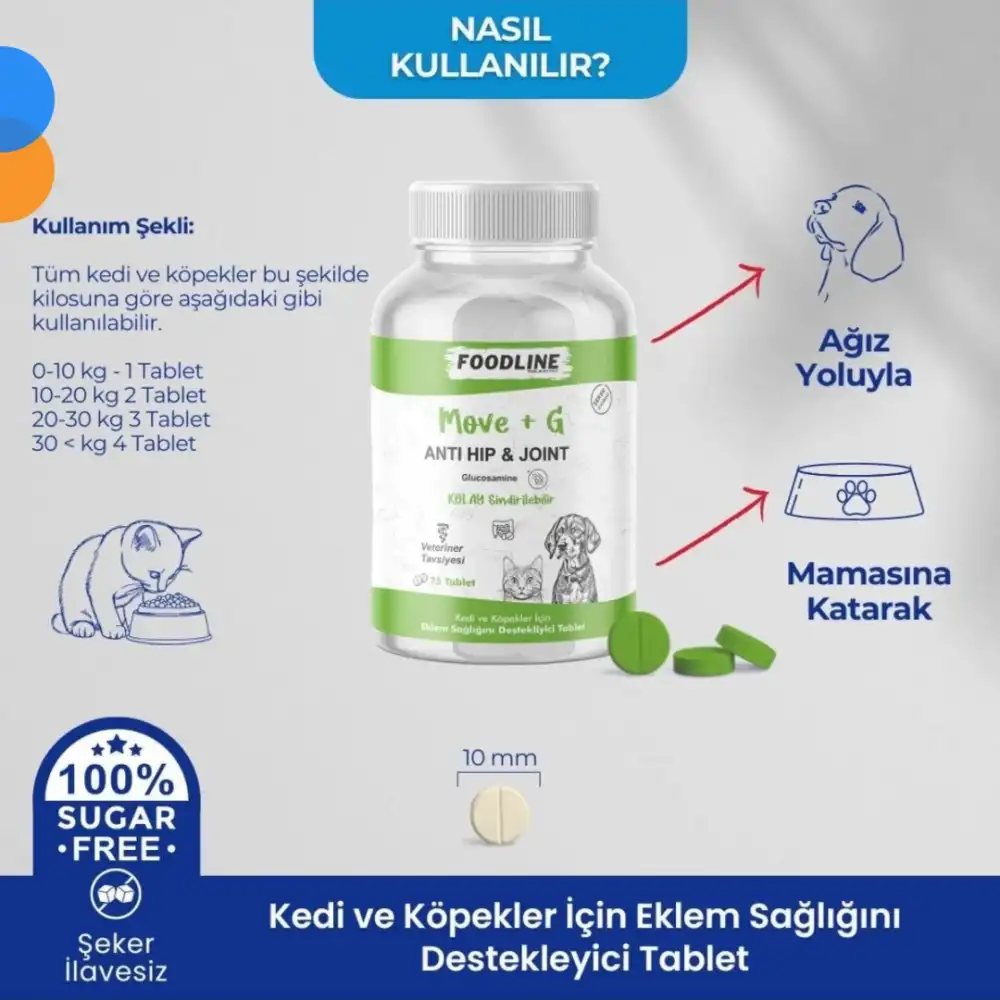 Foodline Hip&Joint Glucosamine 75 Tablet | Kedi ve Köpekler için Eklem Sağlığını Destekleyici