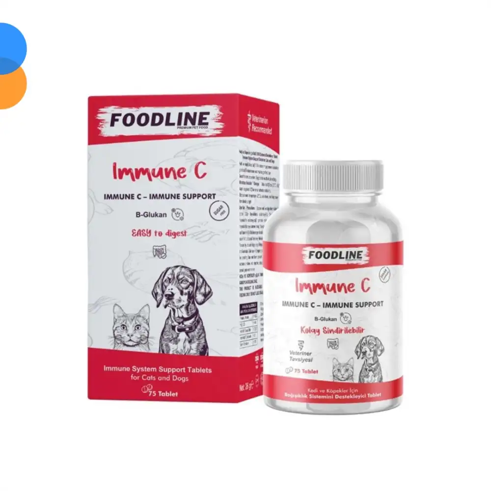 Foodline Immune +C 75 Tablet | Kedi ve Köpekler için Bağışıklık Sistemini Destekleyici