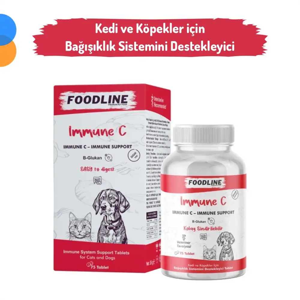Foodline Immune +C 75 Tablet | Kedi ve Köpekler için Bağışıklık Sistemini Destekleyici