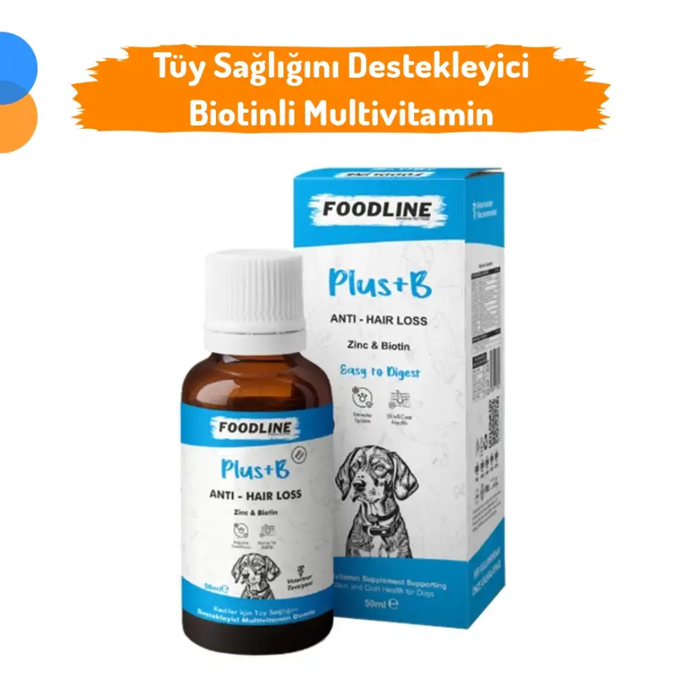 Foodline Köpekler için Plus +B Damla 50ml | Tüy Sağlığını Destekleyici Biotinli Multivitamin