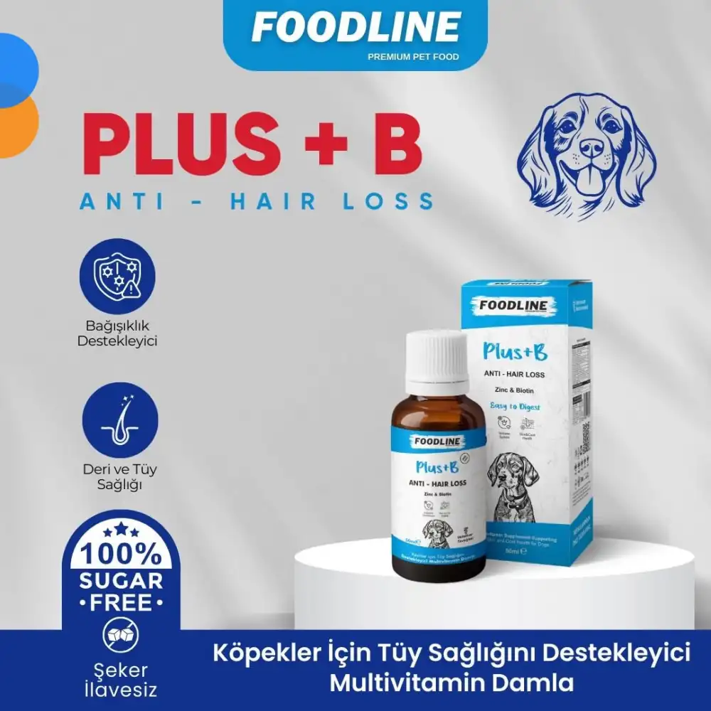 Foodline Köpekler için Plus +B Damla 50ml | Tüy Sağlığını Destekleyici Biotinli Multivitamin