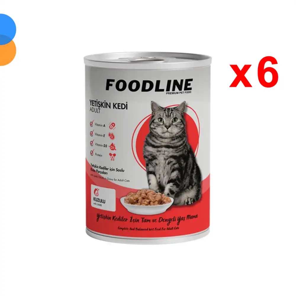 Foodline Kuzu Etli Yetişkin Kedi Konservesi 400 Gr x 6 Adet